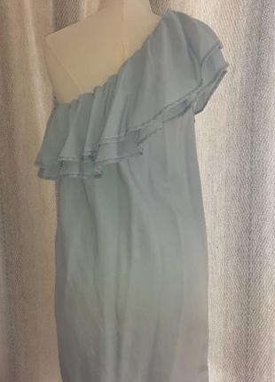Жіночий сарафан джинсовий, сукня з рюшами, з воланами на одне плече. 100% ліоцел.7 фото