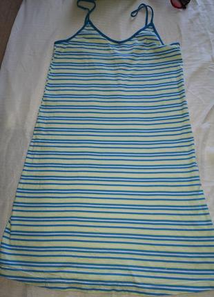 Сарафан ночнушка платье в желто-блакитну полоску бренд2 фото