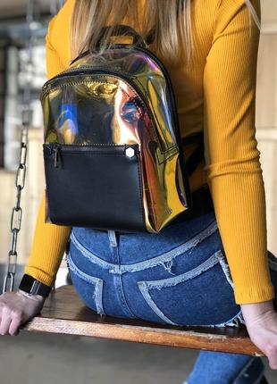 Силиконовый модный мини рюкзак полупрозрачный городской маленький перламутровый летний рюкзачок