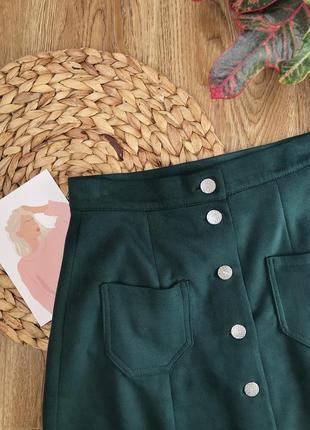 Юбка/юбка мини зеленая велюровая, s2 фото
