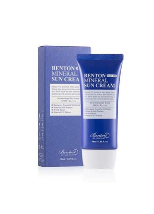 Мінеральний сонцезахисний крем benton skin fit mineral sun cream spf 50+/pa++++, 50 мл