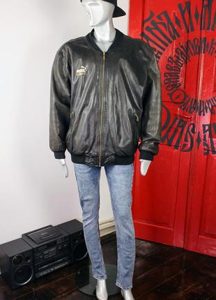 Puma king винтажная кожаная мужская куртка, бомбер 80-х5 фото