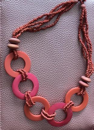 Ожерелье кораллового цвета 58 см