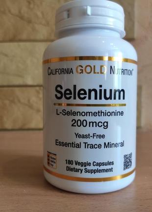 California gold nutrition, селен, бездрожжевой, 200 мкг, 180 капсул