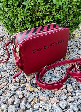 Сумка через плече клатч david jones 6169-1 dark red червоний бордовий