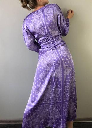 Атласне шовковисте плаття zara з розрізом сукня зара міді2 фото