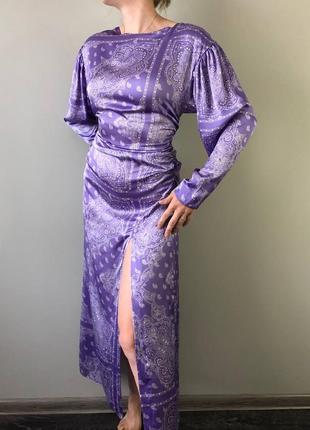 Атласне шовковисте плаття zara з розрізом сукня зара міді3 фото