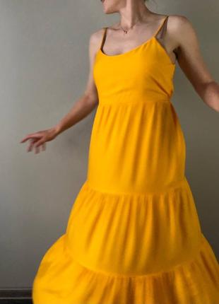 Плаття сарафан ярусне primark на зав‘язках міді халат8 фото