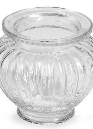 Багатофункціональна ваза/свічник/лампадка ребриста прозора.1 фото