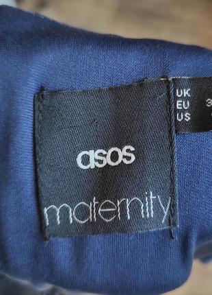 Ошатне плаття в підлогу максі синього кольору для вагітних з прикрасою8 фото