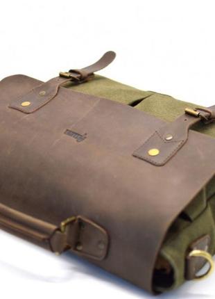 Чоловіча сумка-портфель шкіра+парусина rh-3960-4lx від українського бренду tarwa5 фото