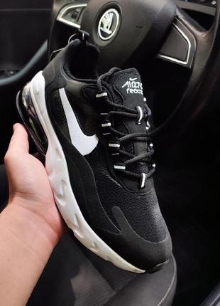 Кроссовки nike air max 270 react черные с белым, жіночі кросівки nike air max 270 react, чоловічі кросівки nike air max 270 react
