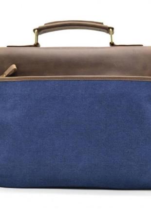 Мужская сумка-портфель кожа+парусина rk-3960-4lx от украинского бренда tarwa3 фото