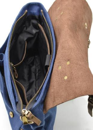 Мужская сумка-портфель кожа+парусина rk-3960-4lx от украинского бренда tarwa7 фото