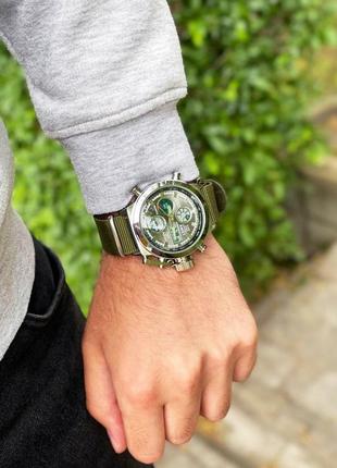 Чоловічий годинник amst 3003c silver-black green wristband