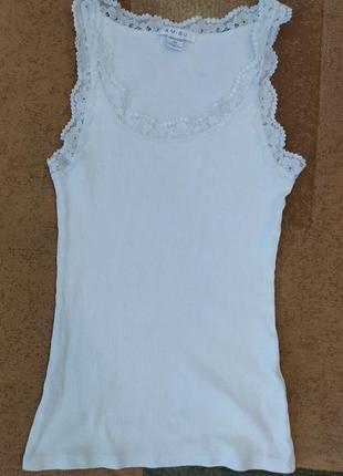 Майка в рубчик біла белая ххс, хс розмір