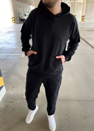 Спортивний костюм чоловічий вільний крій худі+штани, сірий, зелений, бежевий, чорний