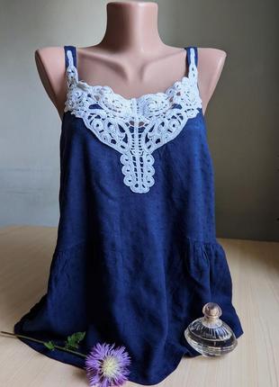 Майка синя мереживо топ віскоза 10 m