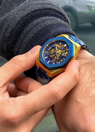 Чоловічий годинник gusto skeleton blue-gold