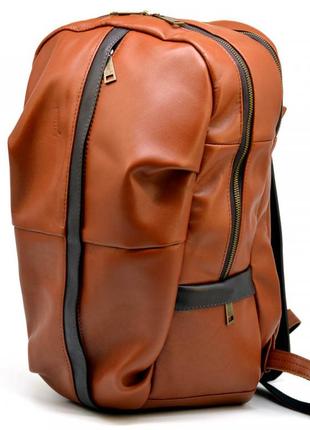 Чоловічий шкіряний рюкзак міський рудий з коричневим gb-7340-3md tarwa2 фото