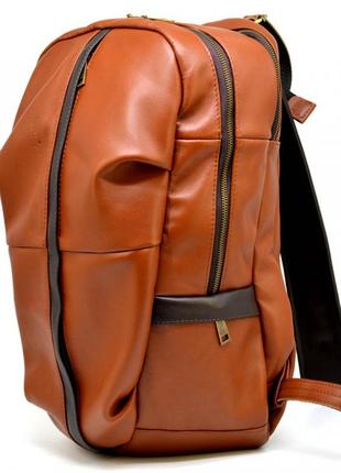 Мужской кожаный городской рюкзак рыжий с коричневым gb-7340-3md tarwa3 фото