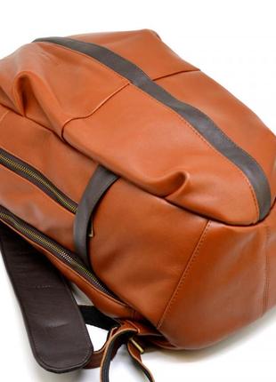 Мужской кожаный городской рюкзак рыжий с коричневым gb-7340-3md tarwa9 фото