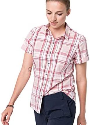 Женскаяхлопковая рубашка в клетку от jack wolfskin/жіноча сорочка10 фото