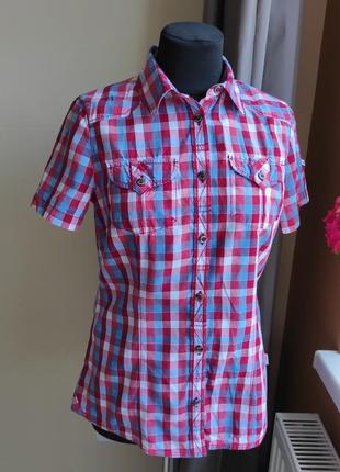 Женскаяхлопковая рубашка в клетку от jack wolfskin/жіноча сорочка