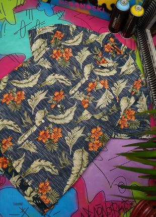 Гавайка тропічний принт листя, квіти