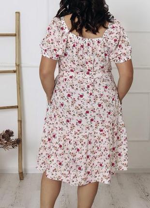 Батальное женское повседневное платье, штапель, с коротким рукавом 48-50, 52-54, 56-583 фото