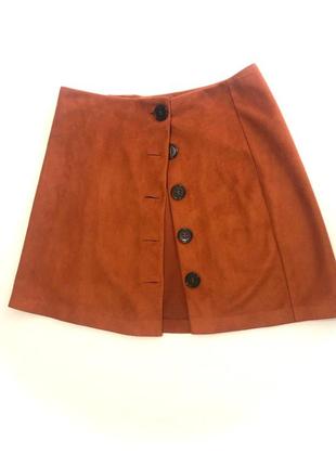 Розпродаж!!! замшева спідниця(юбка) primark(l), колір помаранчевий (original)2 фото