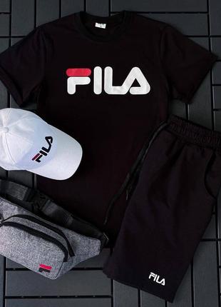 Літній комплект fila, футболка, шорти, кепка, бананка3 фото