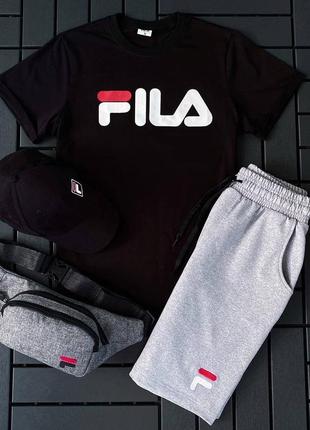 Літній комплект fila, футболка, шорти, кепка, бананка2 фото