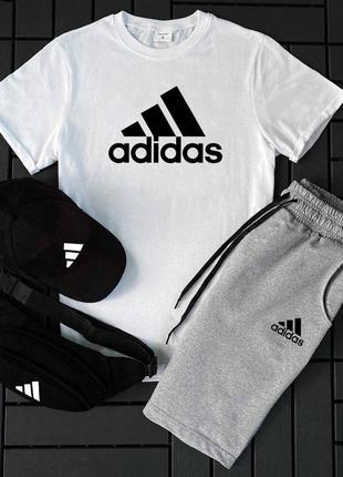 Літній комплект adidas, футболка, шорти, кепка, бананка2 фото