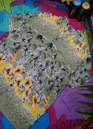 Гавайка тропічний принт листя, квіти,пальми, море