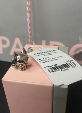 Серебряный шарм пандора 799096c01 лиса с синими глазами лисичка лис серебро проба 925 новый с биркой