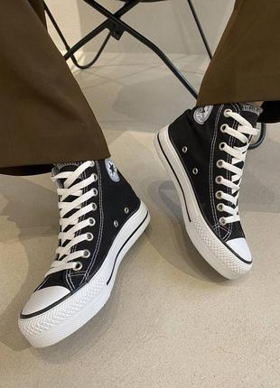 Кеди конверс високі, високі кеді конверс, converse high chuck taylor platform black, кеди конверс на платформі, жіночі кросівки на платформі1 фото