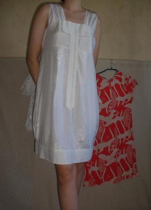 Белое легкое свободное нарядное  платье без рукавов2 фото