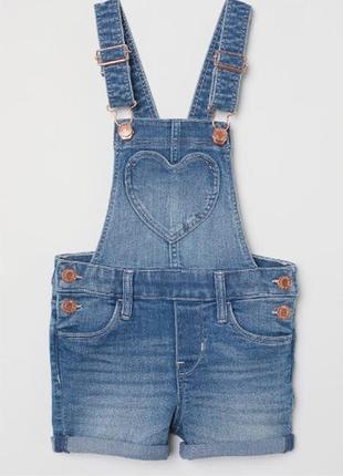 Дитячий джинсовий комбінезон h&m, колір синій 😍 комбинезон шорти шорты1 фото