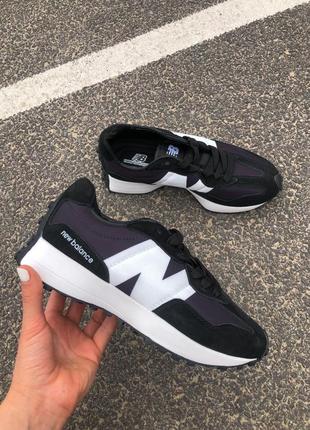 New balance 327 black/white женские кроссовки нью беленс