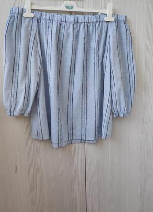 Стильная укороченная блуза с открытыми плечами р.48