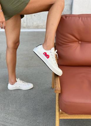 Converse x comme des garcons low white  женские кеды конверсы