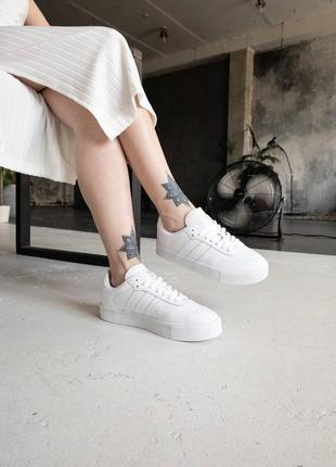 Шкіряні кросівки adidas samba white silver4 фото