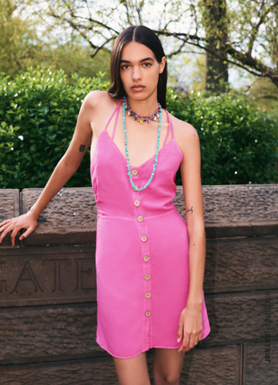 Льний сарафан на ґудзиках zara сукня льон пуговки