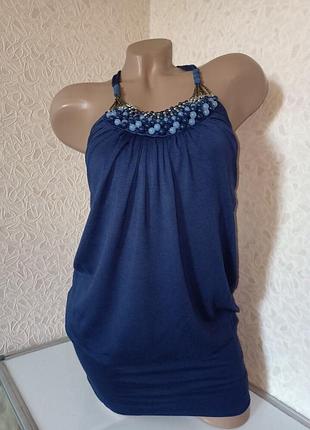 Летняя туника синяя жемчужина размер м. Летняя туника 3516