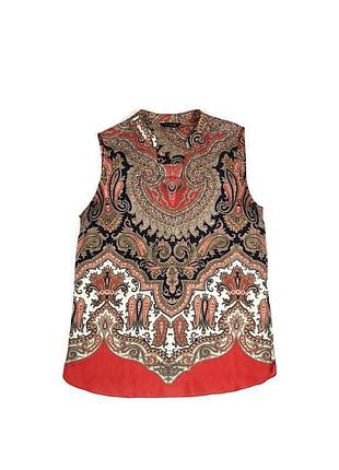 Шелковая блузка этно бохо принт massimo dutti