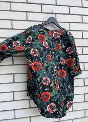 Блуза в цветочный принт,маки хлопок большой размер батал h&m8 фото