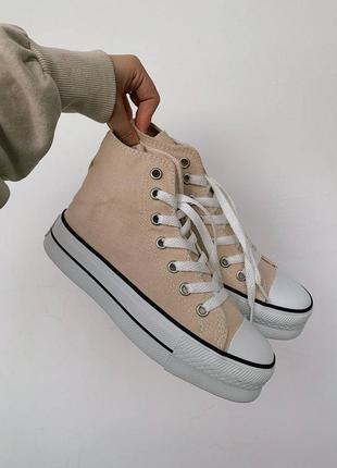 Converse chuck taylor all star platform beige жіночі кеди конверси5 фото