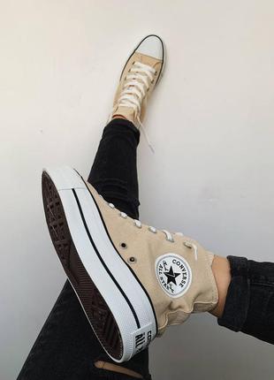 Converse chuck taylor all star platform beige жіночі кеди конверси2 фото