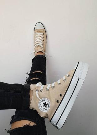 Converse chuck taylor all star platform beige жіночі кеди конверси6 фото